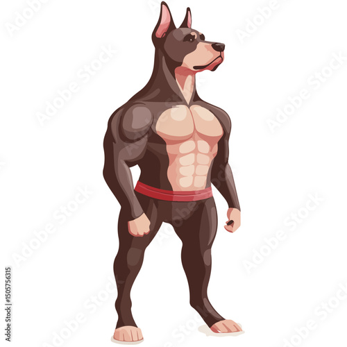 Demonic Doberman – Pointed ears, sleek muscular body, dark aura