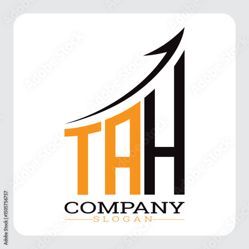 TAH Company Logo Design Growth vector, TAH Upward Arrow Business Success Logo vector, TAH Corporate Branding Logo , TAH logo design, TAH simple and modern logo, TAH business finance logo design, etc.