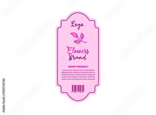 Bottle Label Template Design Flowers Brand Packaging Product Vector Illustration
