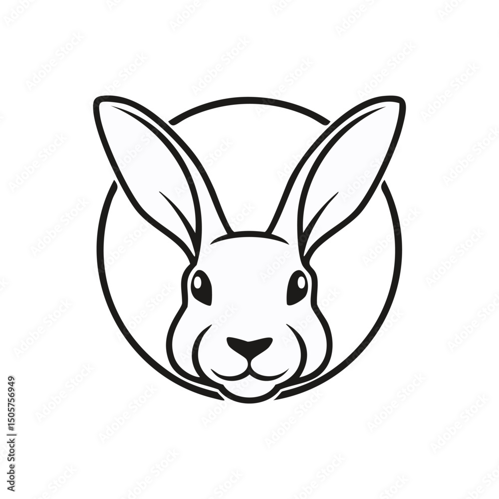 Obraz premium Adorable rabbit face in circle line art design