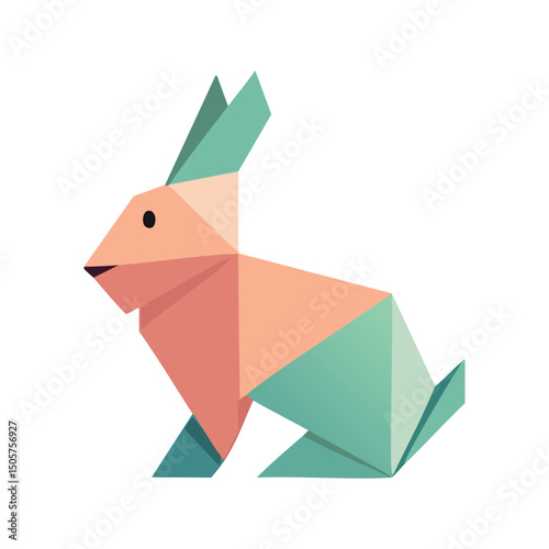 Geometric origami rabbit low poly animal design