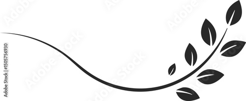 Elegant black branch with leaves design element