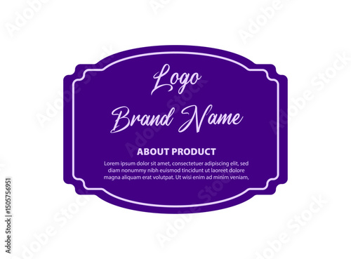 Bottle Label Template Design Purple Brand Packaging Product Vector Illustration