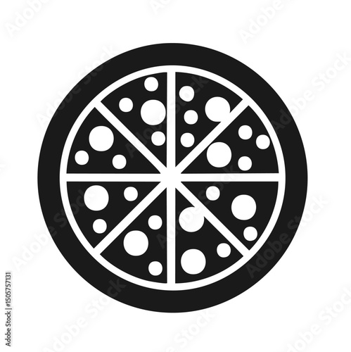 Delicious whole pizza eight slices cheese topping