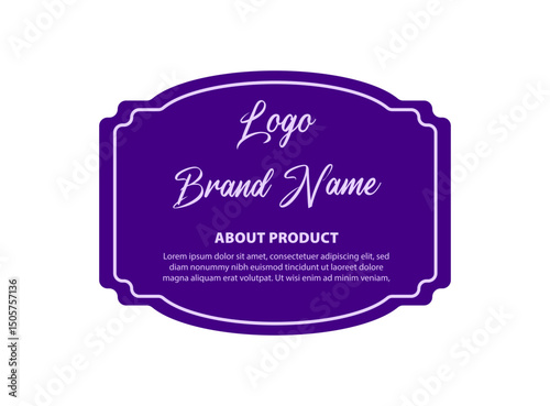 Bottle Label Template Design Purple Brand Packaging Product Vector Illustration
