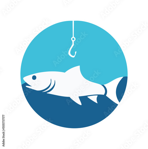 Fish on hook ocean fishing catching sea