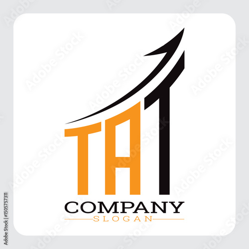 Foto TAT Company Logo Design Growth vector, TAT Upward Arrow Business Success Logo vector, TAT Corporate Branding Logo , TAT logo design, TAT simple and modern logo, TAT business finance logo design, etc