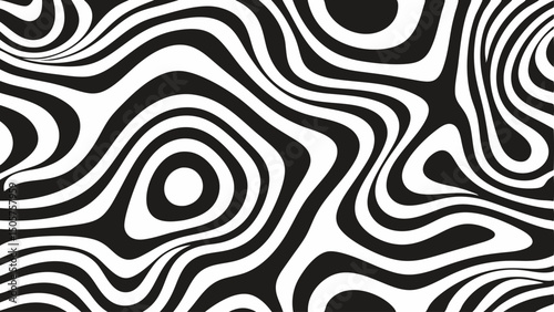 Abstract black and white wavy lines creating an optical illusion with swirling and distorted patterns effect |eps vectors