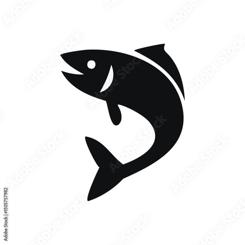 Leaping fish silhouette aquatic animal icon design