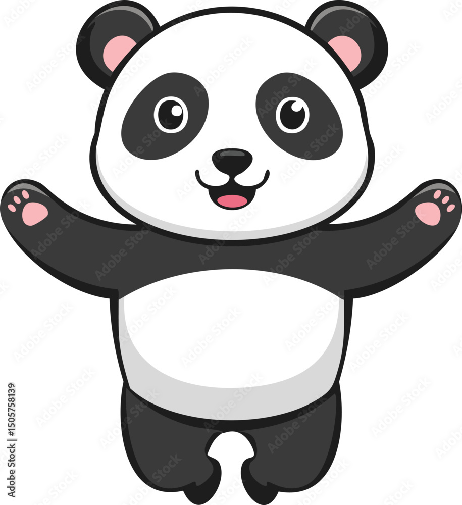 Naklejka premium Adorable happy panda bear cub cartoon illustration