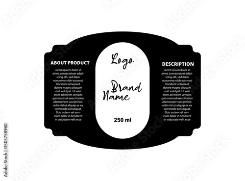 Bottle Label Template Design Black Brand Packaging Product Vector Illustration