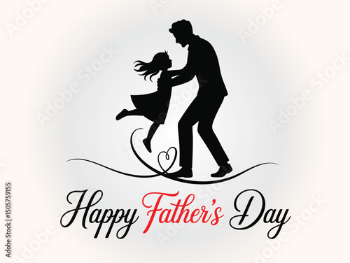Happy Father's Day vector, father with daughter playing celebrating father's day