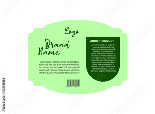 Bottle Label Template Design Green Brand Packaging Product Vector Illustration