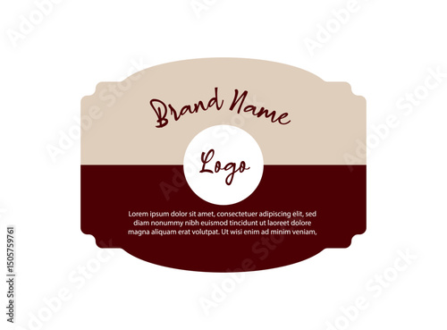 Bottle Label Template Design Maroon Brand Packaging Product Vector Illustration