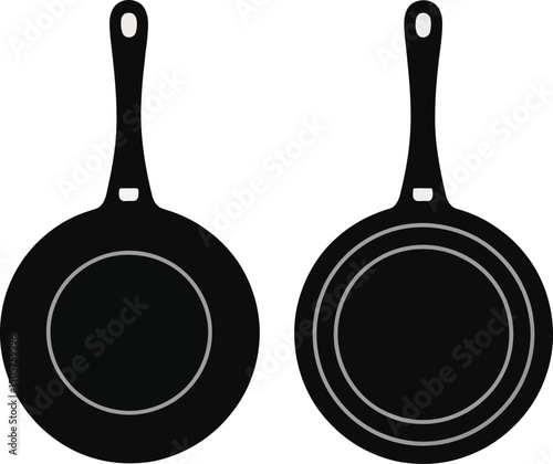Silhouette of Black Frying Pans and Cookware Representing Kitchen Essentials Cooking and Culinary Arts in a Minimalist Style
