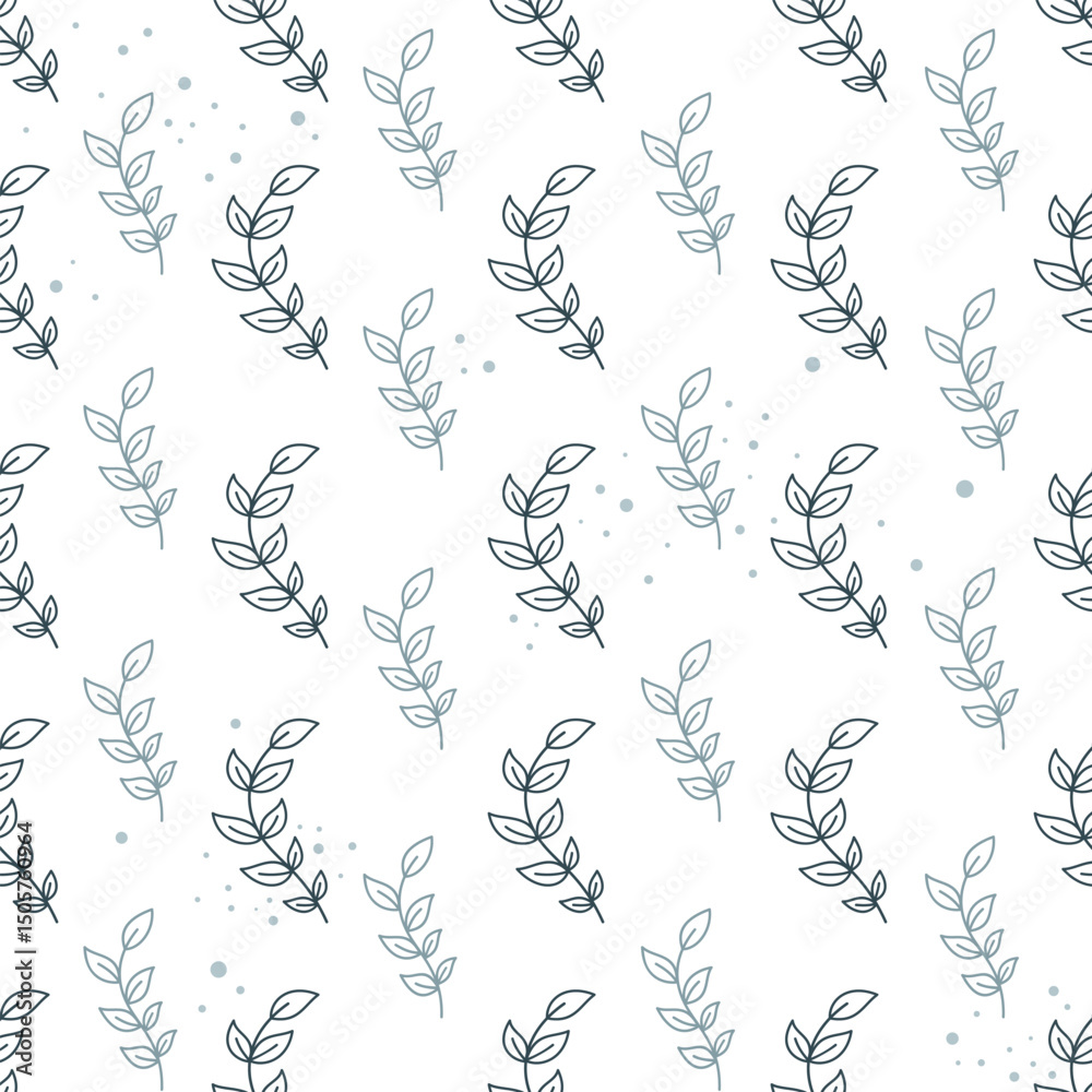 Fototapeta premium Floral seamless pattern - Adorable plants hand drawn vector pattern in flat style.