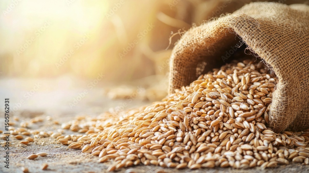 Obraz premium Freshly harvested wheat bundled together in a rustic farm setting.