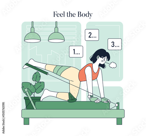 Pilates. Flat Vector Illustration
