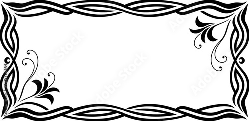 Elegant black and white floral frame border design
