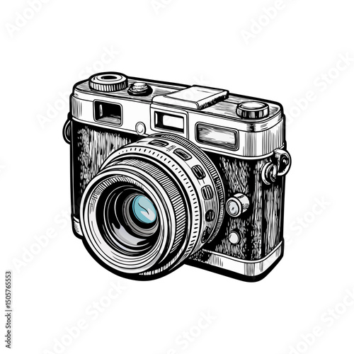 Hand-drawn vintage camera illustration