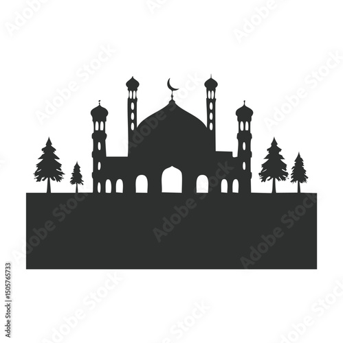 Majestic mosque silhouette peaceful landscape