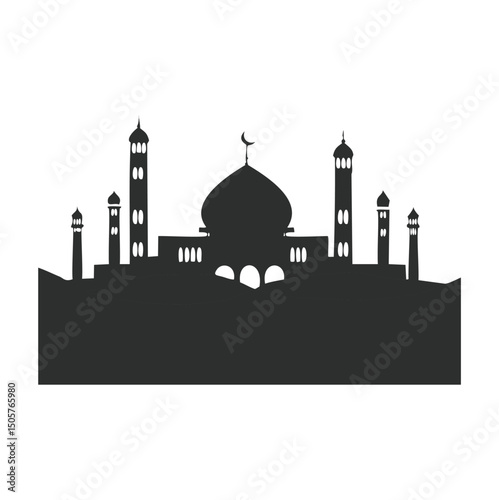 Majestic mosque silhouette islamic architecture design
