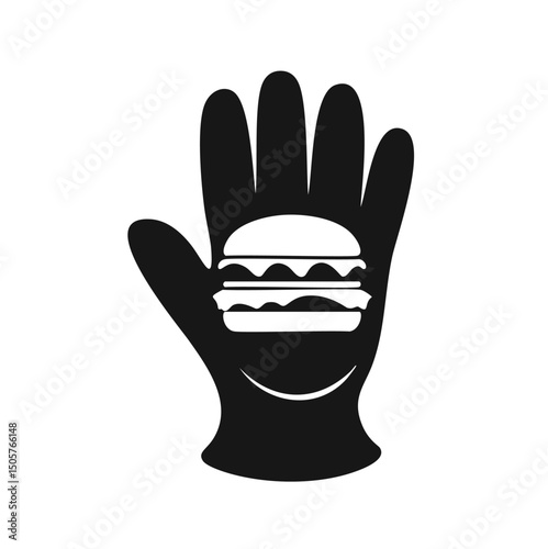 Hand in glove holding a delicious burger