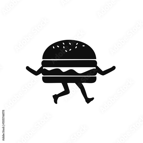 Running burger fast food character illustration