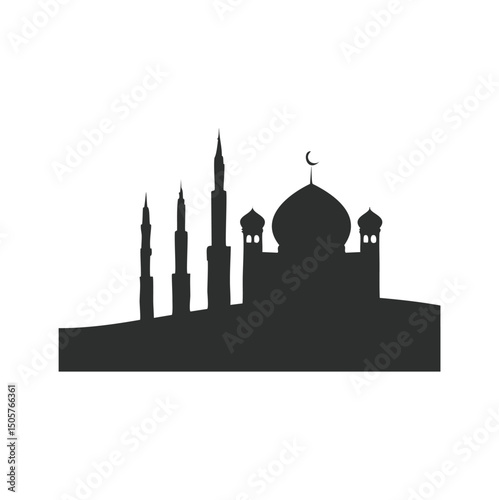 Majestic mosque silhouette islamic architecture design