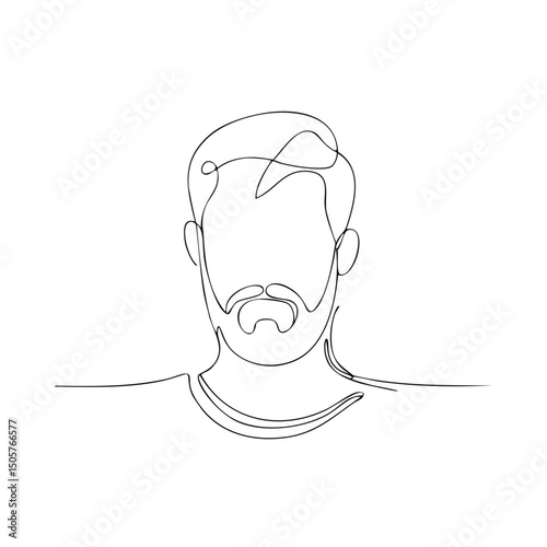 Minimalist line art drawing of a man with a beard