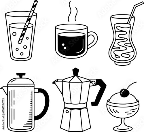 Coffee drinks espresso moka pot soda glass
