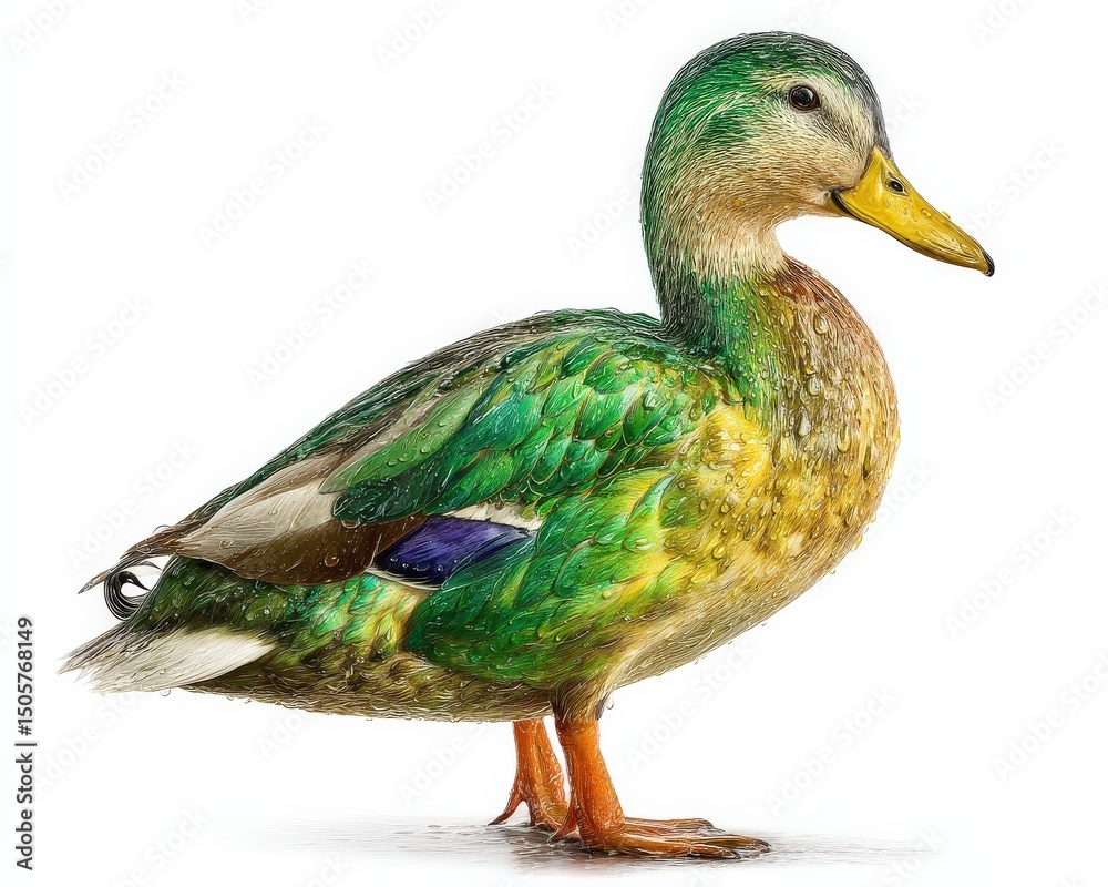 Obraz premium Vibrant Green Mallard Duck in Detailed Close-Up