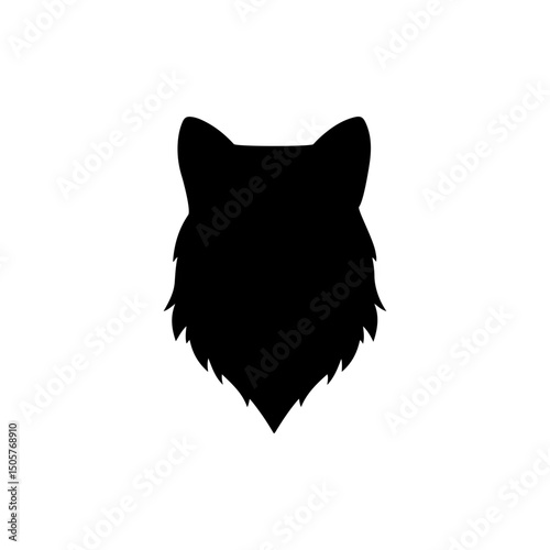 Fox head silhouette vector flat illustration on white background.
