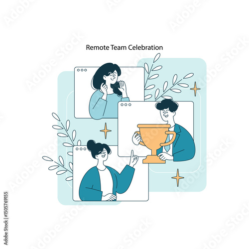 Remote Team Celebration with Video Call Interaction