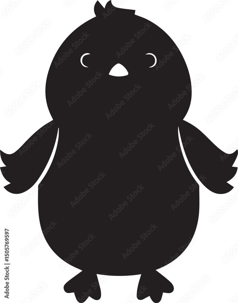 Obraz premium baby chicken illustration, baby chicken silhouette vector isolated on white background