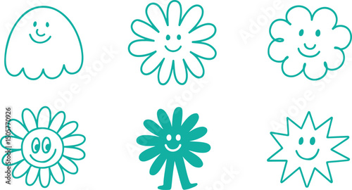 Funny pets, dogs and cats, vector illustration in trendy flat simple linear style, funny mascot and cartoon character, friendly stickers and badges for advertising, social media