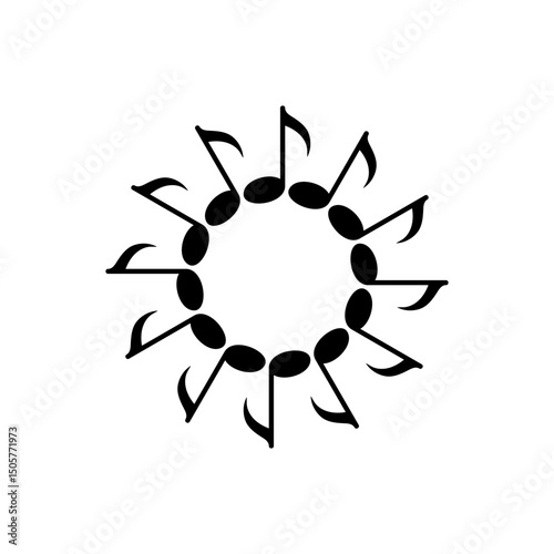 Circle Shape Created by Musical Notation Icon Symbol, can use for Logo, Pictogram, Emblem, Musical Illustration, Decoration, Ornate, Cover, Framework or Graphic Design Element. Vector