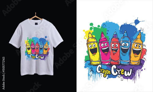 Cheerful Crayon Crew Cartoon Illustration Perfect for Kids Projects and Creative Designs