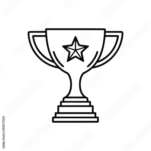 Trophy illustration, line art style, monochrome, for awards ceremonies