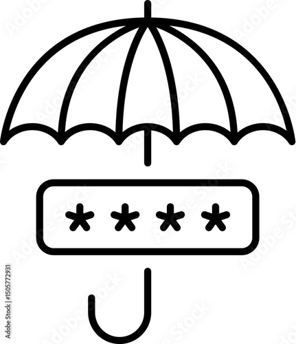 Umbrella, Parasol, Bumbershoot Isolated Line Icon for Graphics, Designs, Books, Adverts, Apps