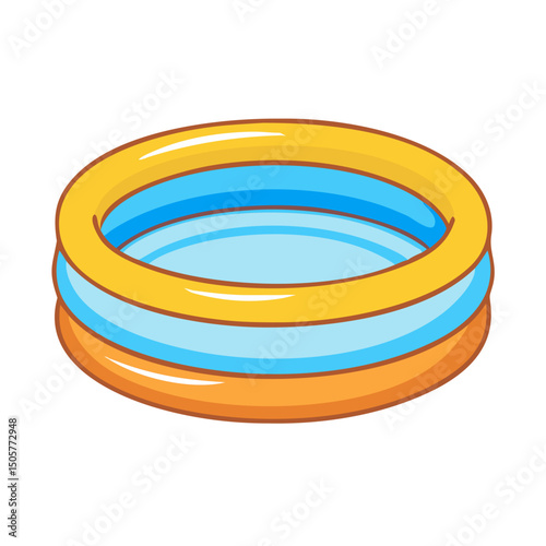 Colorful inflatable swimming pool with layered rings in vibrant yellow, blue, and orange, designed for summer fun and relaxation, perfect for children and families enjoying outdoor activities