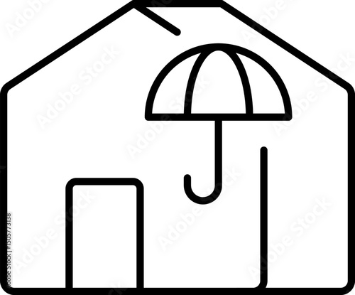Umbrella, Parasol, Bumbershoot Linear Sign for Graphics, Designs, Books, Adverts, Apps