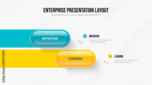 Corporate Portfolio Two Element Diagram Frame Layout. Visual Showcase 2 Option Infographic Slideshow Template. Consulting Forecast Presentation Design Vector Illustration.