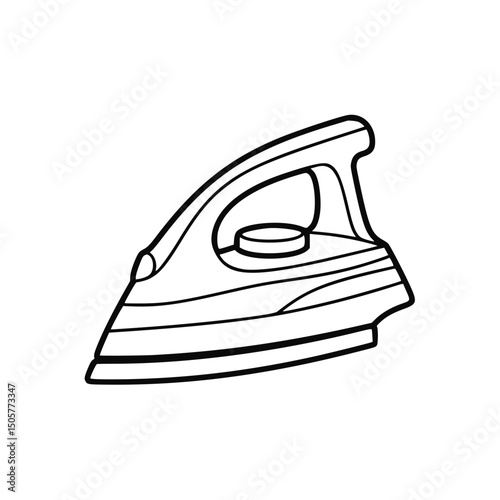 Iron, line art style, monochrome, for household chores