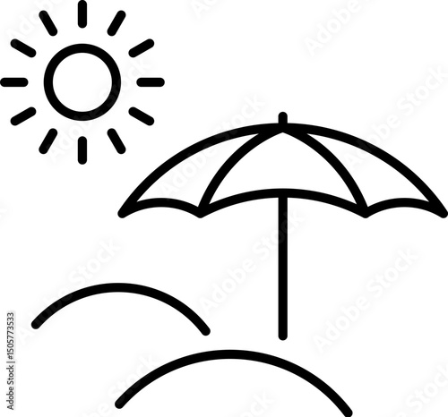 Umbrella, Parasol, Bumbershoot Pictogram for Graphic Design, Web Sites, Cards, Books, Articles