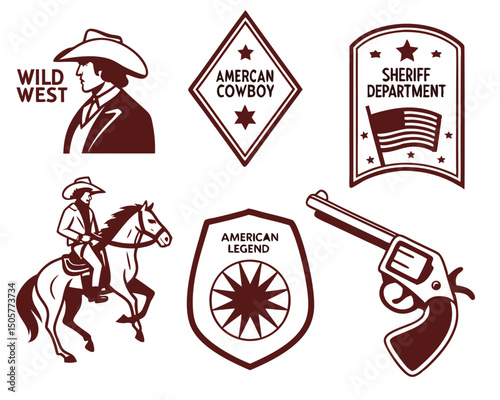 Vintage Wild West Badges & Emblems Collection – Western Style Design