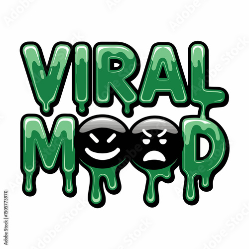 Viral Mood Green Glossy Emojis Digital Art Graphic Design Illustration Vector Background  Modern Trendy Style  Social Media Post  Internet Meme  Funny  Happy  Angry icon image     