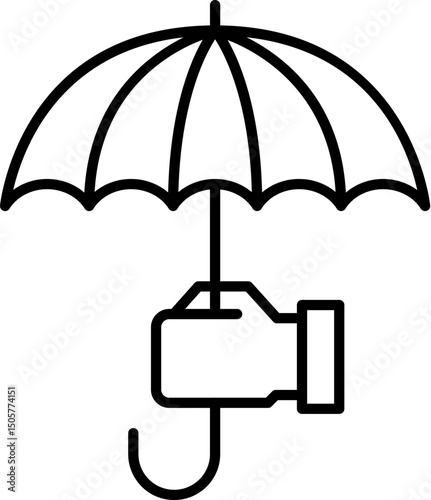Umbrella, Parasol, Bumbershoot Simple Picture Drawn with Thin Line