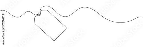 One continuous line drawing of paper tea bag, continuous line drawing of paper tea bag, Discount tag icon line continuous drawing vector. One line price tag icon vector background
