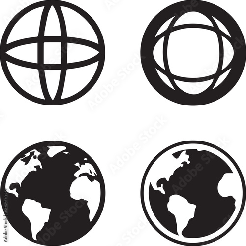 earth vector set, earth vector illustration, earth silhouette vector isolated on white background